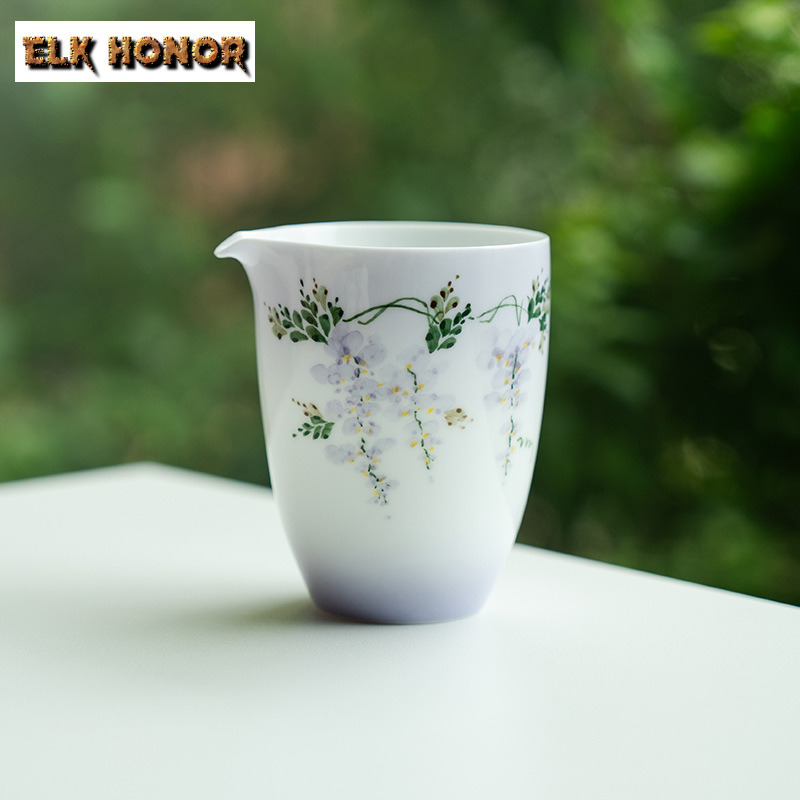 Handmade Ceramic Mug - 210 ml handgeschilderde Blauweregen Bloem Qing