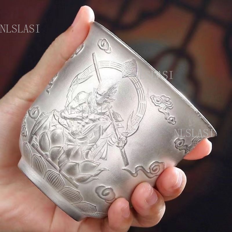 Handmade Ceramic Mug - Zilveren binnenpot Kung Fu keramiek verguld
