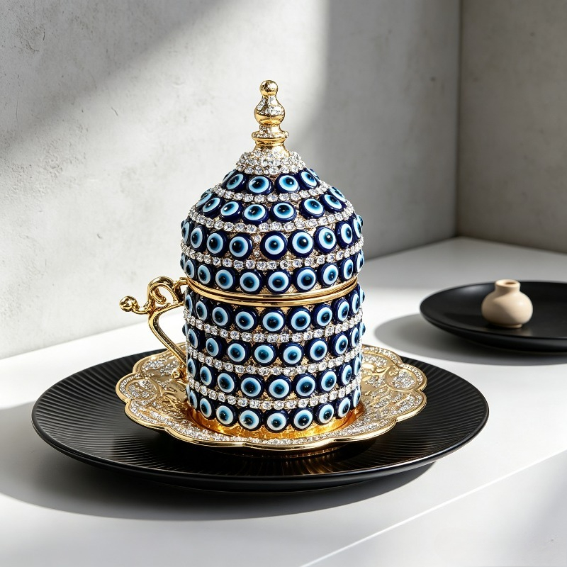 Handmade Ceramic Mug - Handgemaakte Turkse Evil Eye koffiemok set,